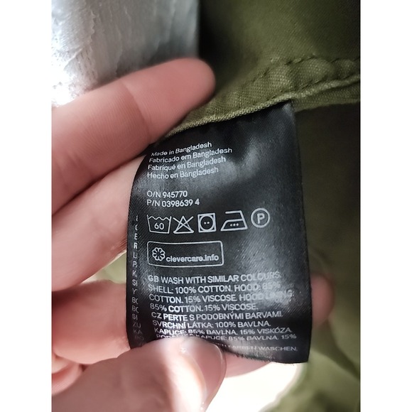 Divided H&M Womens Military Style Cargo Jacket Size 6 Army Green Hooded Shacket - Picture 10 of 10